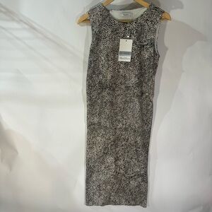 MaxMara Grey Pattern Sleeveless Midi Dress